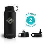 Way2Cool 32oz Double Wall Stainless Steel Water Bottle Bonus 2 Extra Lids