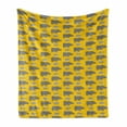 thumbnail image 1 of Safari Soft Flannel Fleece Throw Blanket, Animal Silhouettes Wilderness Horned Animals Zoo Pattern Illustration, Cozy Plush for Indoor and Outdoor Use, 50" x 70", Earth Yellow Blue Grey, by Ambesonne, 1 of 5