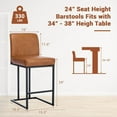 thumbnail image 2 of 24" Bar Stools, Counter Height Bar Stools with Back, Modern PU Leather Barstools for Kitchen Island, Upholstered Bar Chair with Black Metal Frame Footrest, 2 of 7