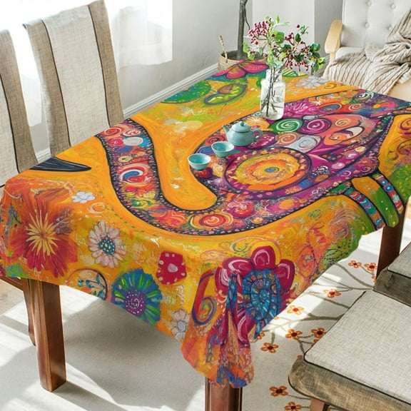 BZSMCE Square Tablecloth Whimsical Flamingo Delight Pattern Tableclothes