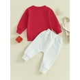 thumbnail image 5 of My First New Years Baby Boy Outfit Baby Boy Valentines Day Outfit Letter Print Long Sleeve Sweatshirt T-shirt and Elastic Casual Pants Suit, 5 of 10