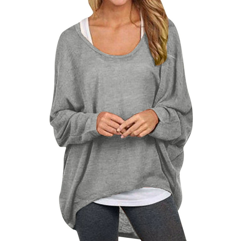 Womens Batwing Sleeve Pullover Tops Off Shoulder Loose Oversized Baggy  Sweater Shirts Casual T Shirt Blouses - Walmart.com