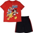 thumbnail image 1 of Disney Mickey Mouse Goofy Donald Duck Toddler Boys Athletic T-Shirt and Mesh Shorts Outfit Set Mickey Mouse Red/Black 2T, 1 of 3
