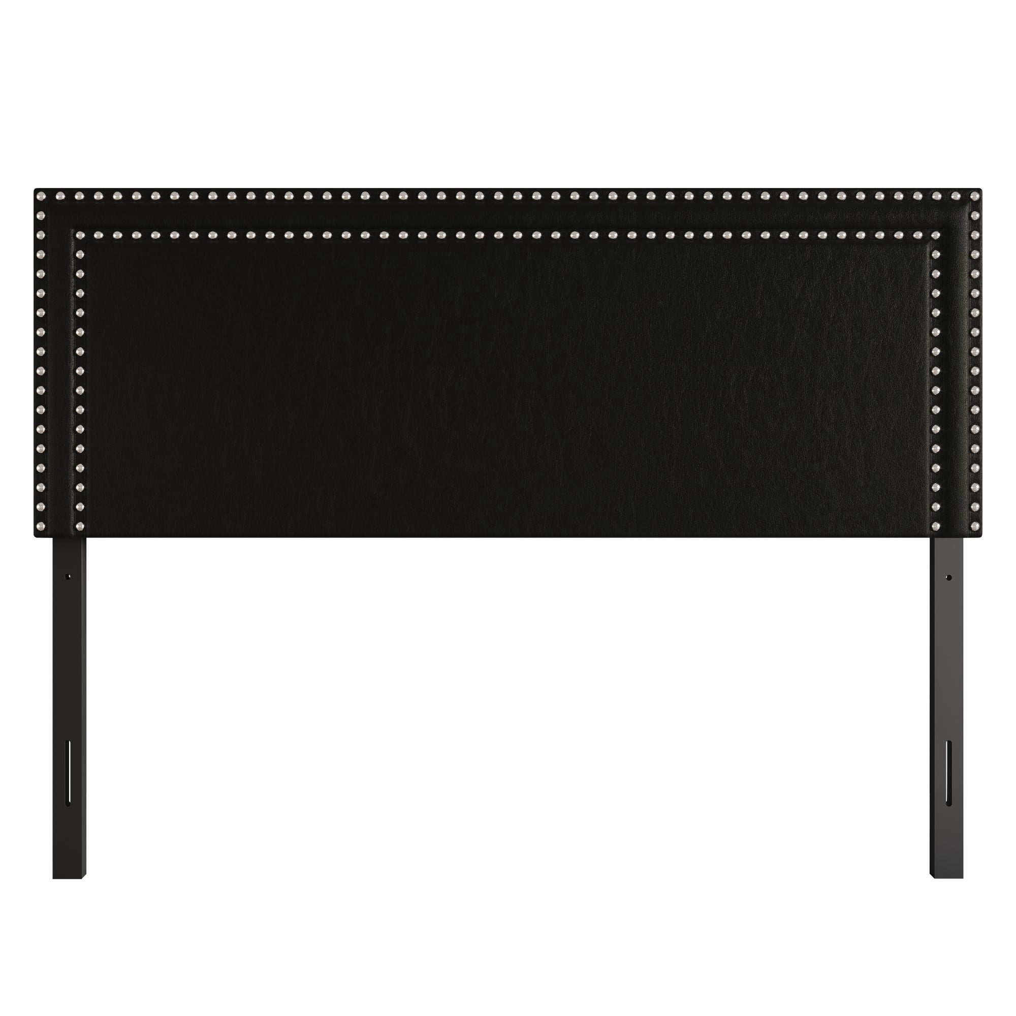 Home Design Sarasota Twin Upholstered Headboard with Double Nailhead Trim and Foam Padding, Black, Easy Assembly