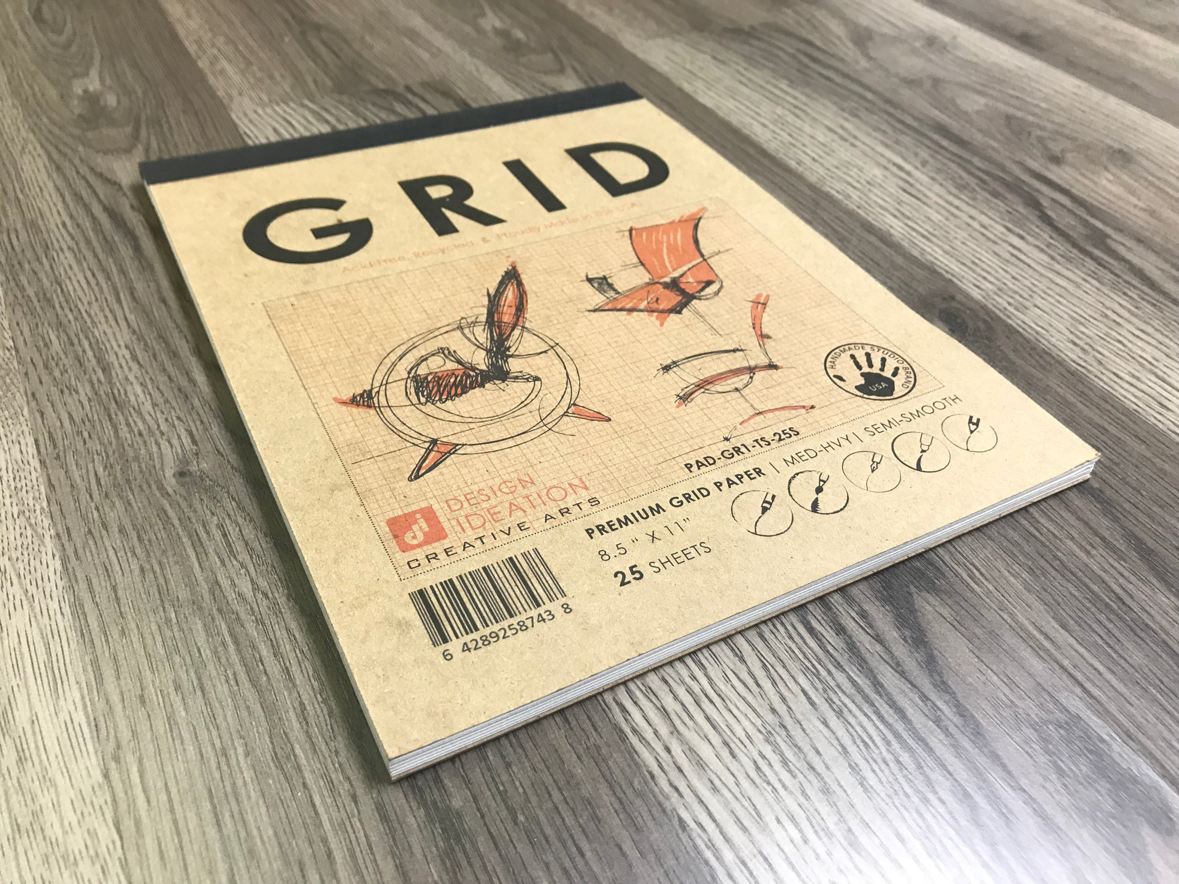 Orange Grid Pad. Removable Sheets. Mixed Media Paper. Reinforced Lay Flat Binding. (8.5" x 11") PAD-2550-TS (2 Pads)