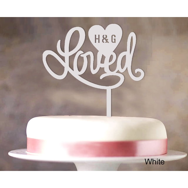 Loved Wedding Cake Topper Personalized Initial Name Cake Topper Cake Decoration Option Available 6-7 Inches Wide