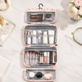 thumbnail image 5 of Toiletry Bag, Large Travel Makeup Bag with 4 Fold Compartments, Waterproof Cosmetic Organizer with Transparent Pockets for Toiletries and Brushes, 5 of 9