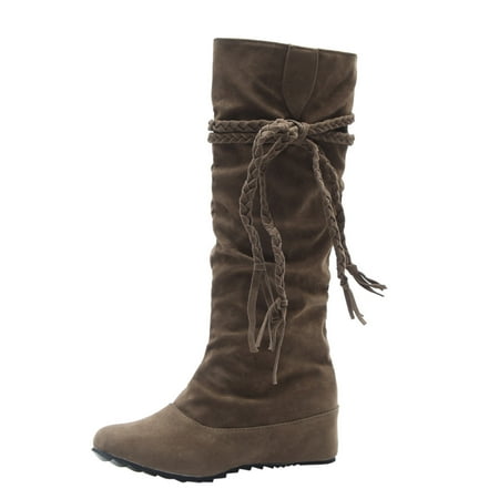 

HGWXX7 Boots Increased High Tassel Size Boots Fashion Inner Plus Toe Women s Boots Round women s boots Fall Shoes