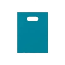 SSWBasics Teal Blue Plastic Merchandise Shopping Bags with Die Cut Handles - Lightweight (9x12) - Pack of 100 - Perfect For Retail  Gifts  Trade Shows and More