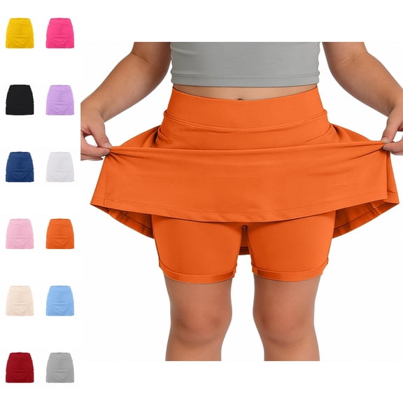 Bmisegm Skorts for Girls High Waist Sport Skort with Built in Shorts for Tennis Cheerleading Daily Wear Back to School Supplies for Girls 11-12 Years