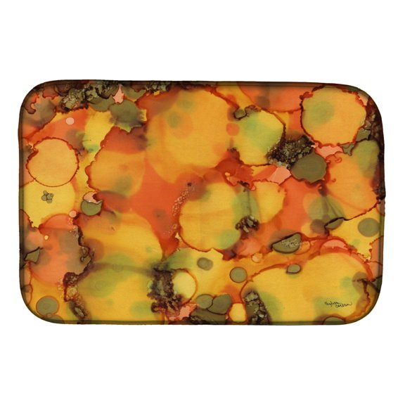 Abstract in Orange and Greens Dish Drying Mat