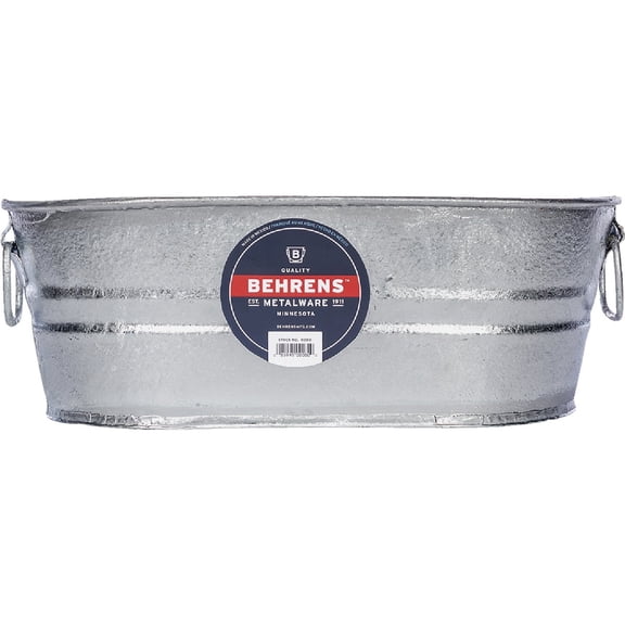 Behren's Products Hot Dipped 2 Gallon Steel Oval Tub