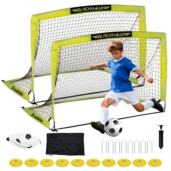 Anoncndin 12x6 FT Portable Soccer Goal, Foldable Pop-Up Soccer Net with Metal Frame & Carry Bag, Quick Set Up, Ground Stakes Included, Steel Competition football Goal for Indoor/Outdoor Practice
