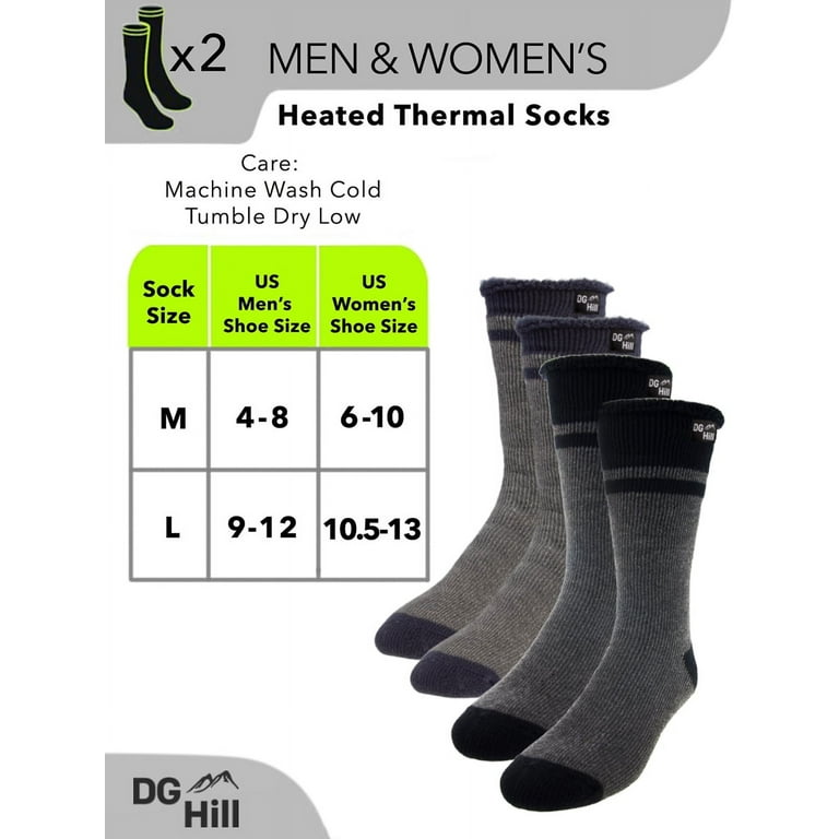 DG Hill Thermal Socks For Men, Heat Trapping Thick Thermal Insulated Winter  Crew Socks, 2 Pack 