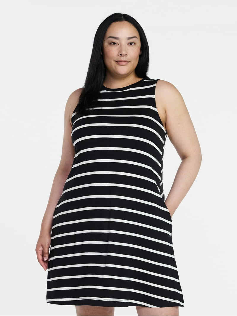 Time and Tru Womens Sleeveless Knit Swing Dress, Sizes Xs-xxxl