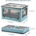 thumbnail image 3 of Folding Storage Bins, 50 Liters, 2 Pcs Blue plastic Storage Containers with Wheels, Double Doors, Foldable, Stackable, Plastic Box with Lids for Organization, Storage Cart, 3 of 5