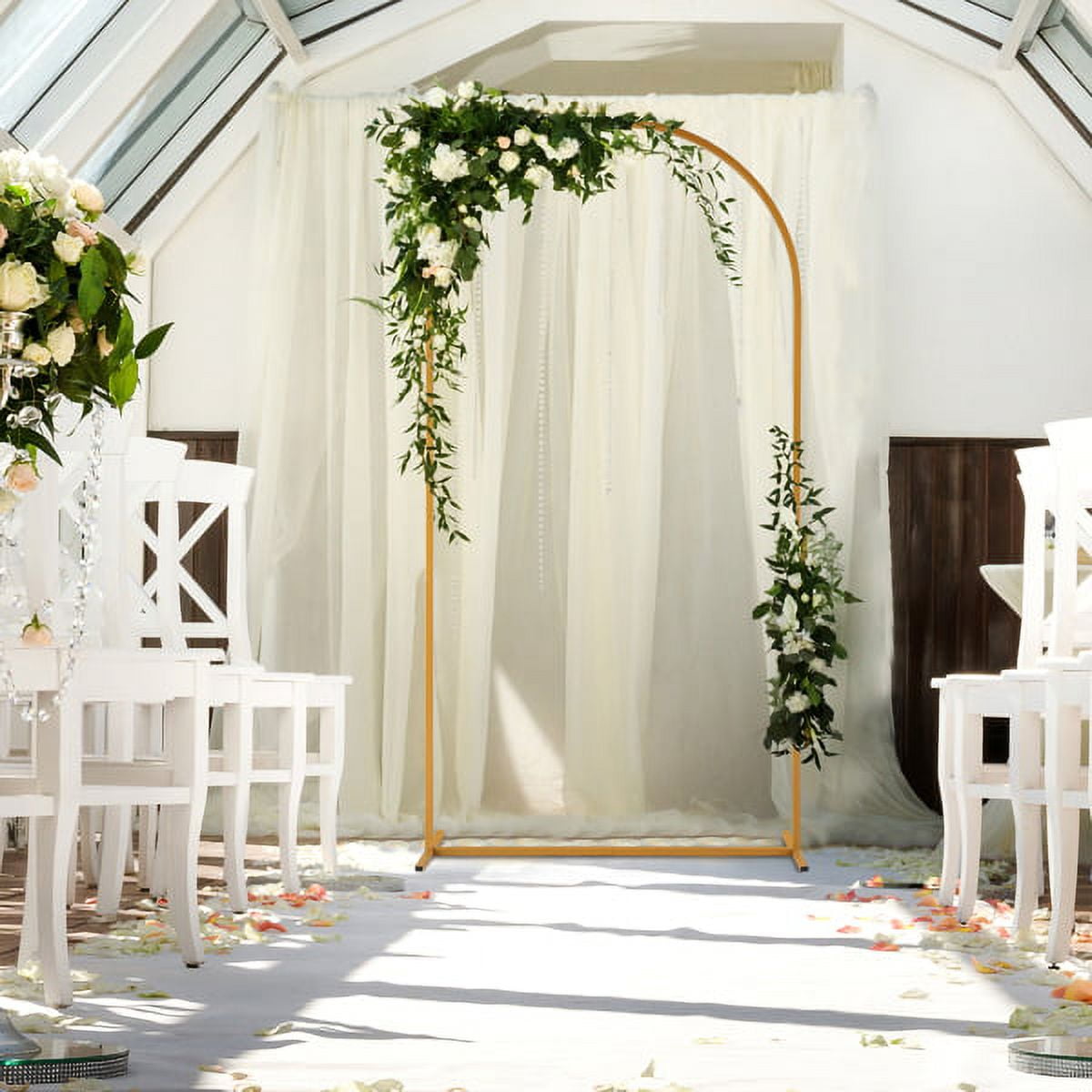 100x200cm Wedding Iron Arch - Golden Yellow Finish, Rustproof, Easy Install, with Water Bag & Floor Nails​