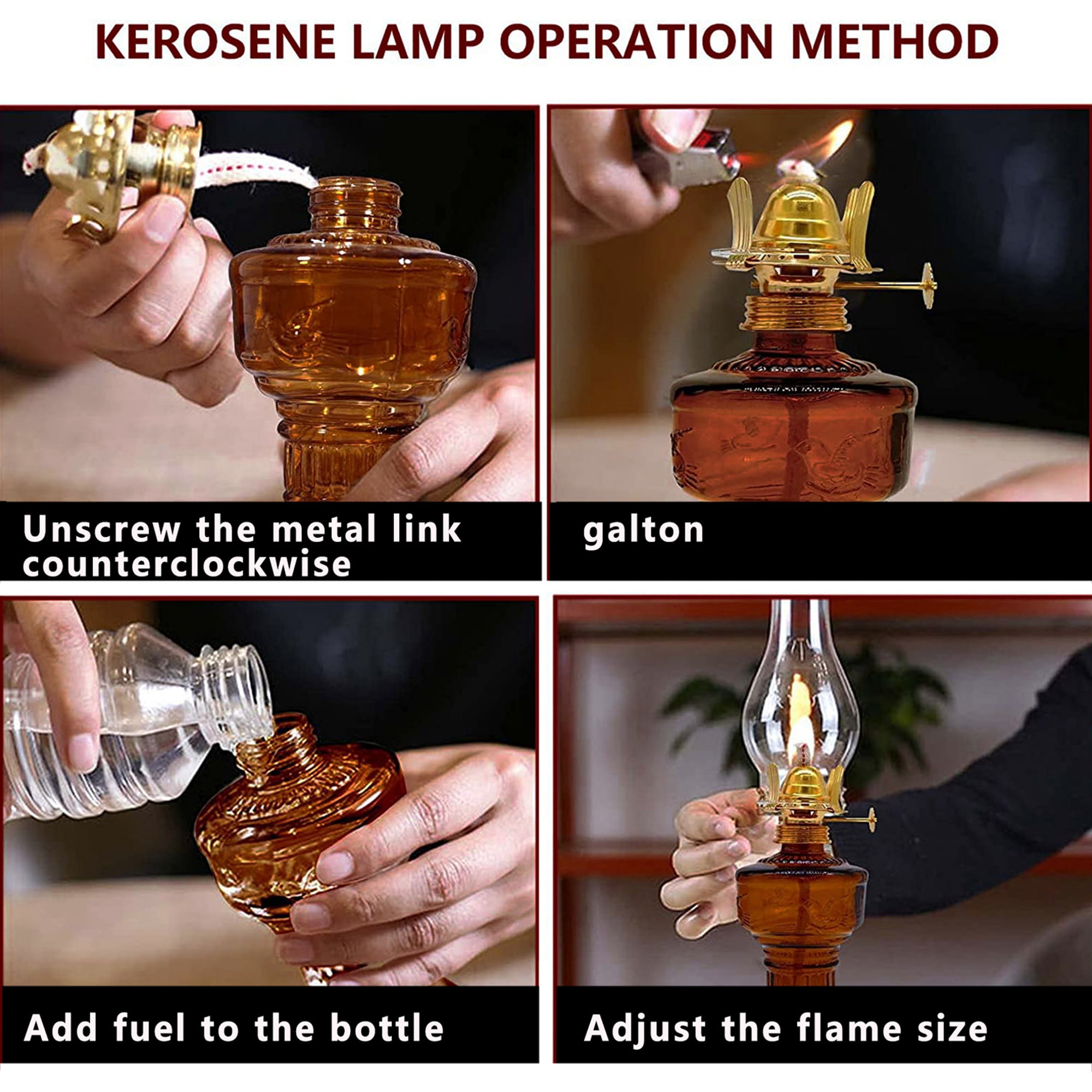 4 Pieces Oil Lamps, Vintage Glass Kerosene Lamp Oil Lantern, Classic  Chamber Hurricane Lamps Decorative Oil Lamp for Indoor Use Home Tabletop  Decor