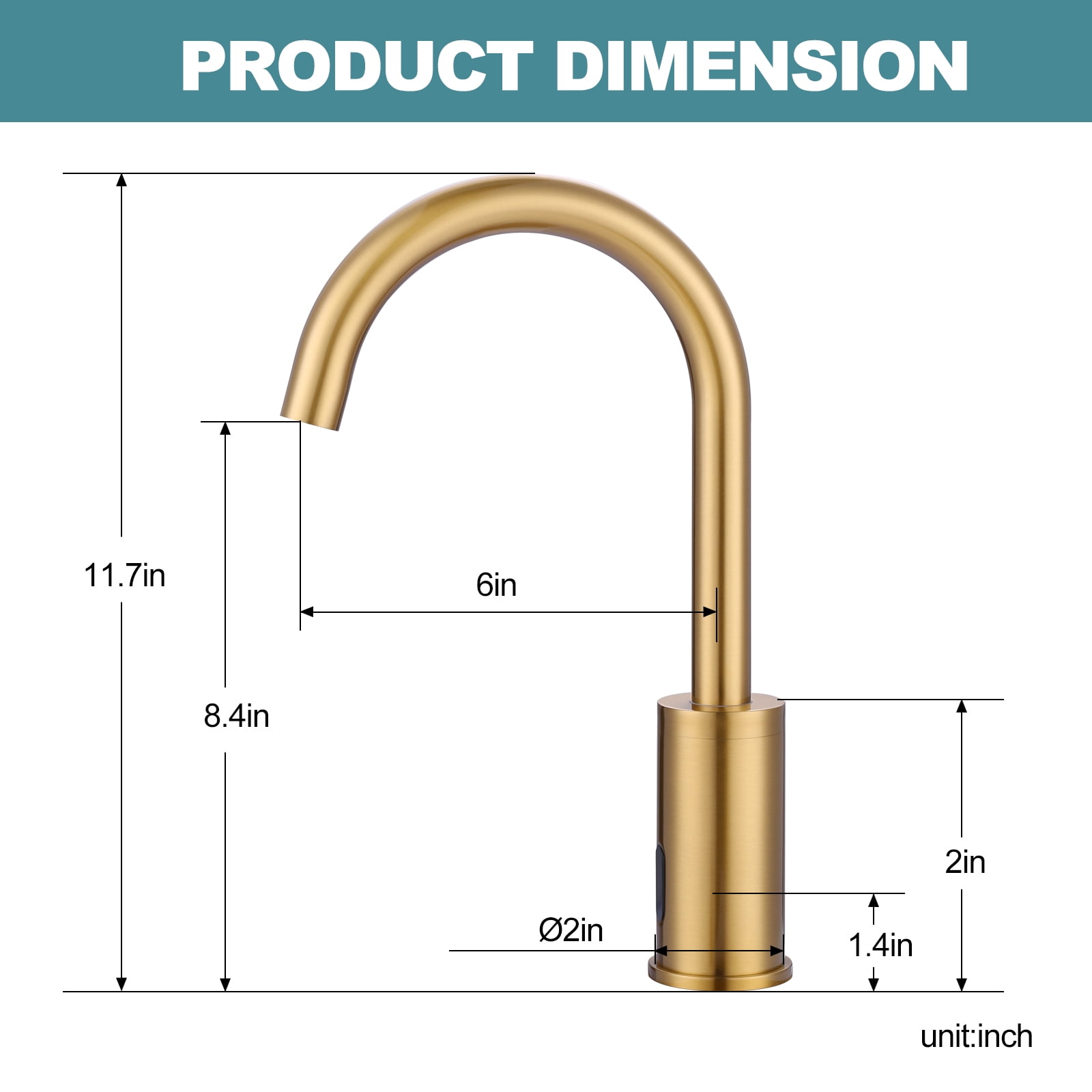 WOWOW Touchless Bathroom Faucet - Tall Automatic Bathroom Sink Faucet with Single Hole, Control Box and Temperature Mixer for Vanity with Deck Plate, Gold