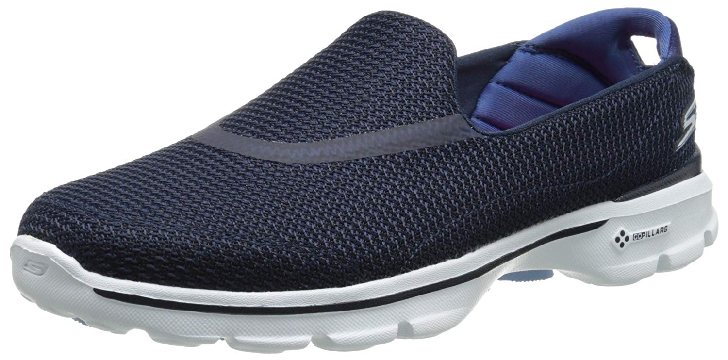 skechers navy go walk 3 lace up trainers
