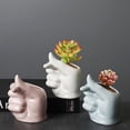 thumbnail image 3 of Garden Patio Yard Plants Pot For Succulent Aloe Vera Cactus Ceramic Flower Pot( Size,color : Pink-row, 3 of 5