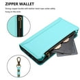 thumbnail image 4 of For iPhone 16 Plus Wallet Phone Case-PU Leather Magnetic Flip Cover with 9 Credit Card Slots,Zipper Pocket & Detachable Wrist Strap,Shockproof,Mint Green,For iPhone 16 Plus, 4 of 7