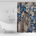 thumbnail image 4 of 60x72 Inch Shower Curtains for Bathroom Blue White Daisy Fabric Bath Curtain Decor Vintage Pastoral Butterfly Rustic Wood Waterproof Restroom Curtains Shower Set Accessories with 12 Hooks 60 Inch, 4 of 6