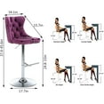 thumbnail image 3 of Swivel Bar Stools Set of 2 Adjustable Back Velvet Tufted Modern Upholstered Bar Chairs with Nailhead Kitchen Island Restaurant Pub Counter, 3 of 9