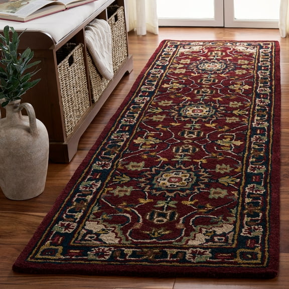 SAFAVIEH Classic Kennet Oriental Wool Runner Rug, Burgundy/Navy, 2'3" x 8'