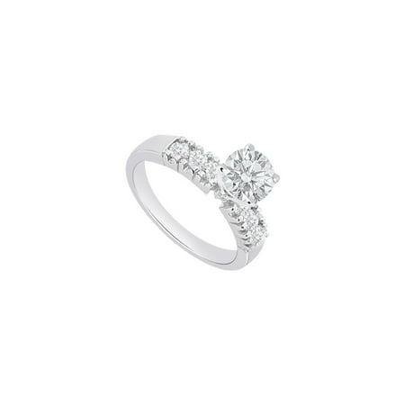 One Carat Engagement Ring in 14K White Gold Triple AAA Quality