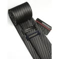 thumbnail image 6 of HISDERN Gray Stripe Ties for Men Handkerchief Cufflinks Set Classic Woven Necktie Business Wedding, 6 of 8