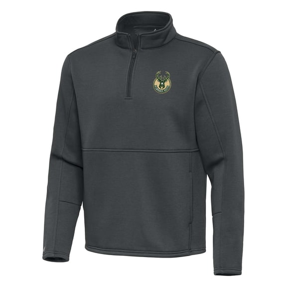 Men's Antigua Pewter Milwaukee Bucks  Twist Quarter-Zip Pullover Top