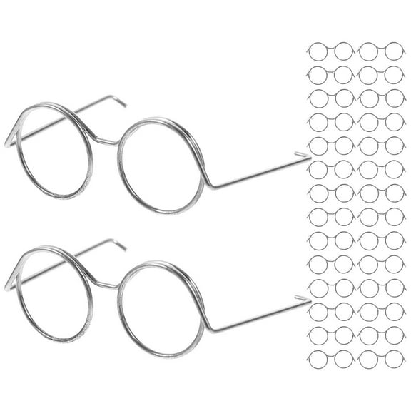 WHAMVOX 20pcs Mini Doll Glasses Metal Wire Doll Glasses Mini Doll Sunglasses Doll Eyewear No Lens