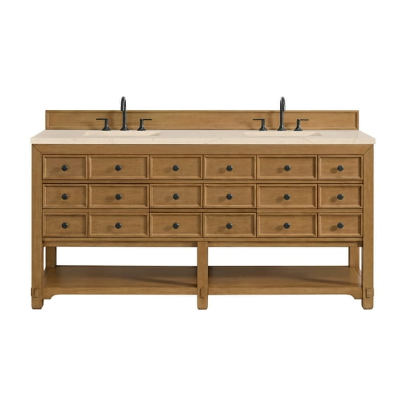 James Martin Vanities 505-V72-3Emr Malibu 72" Free Standing Double Basin Vanity Set -