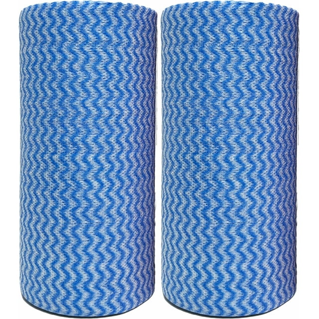 GUOYUANGLO Rouleaux de Chiffons de Nettoyage Jetables Chiffon à Vaisselle Jetable Multiusage Essuie-Tout Robustes - 200 Feuilles, Bleu