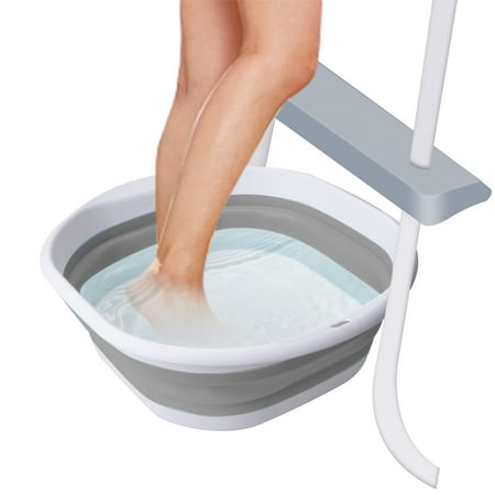 

YUEtays Bathroom Products Bathroom Decor Pool Foot Bath Portable Folding Foot Soaking Tub For Travel Foot Wash Basin For Above Ground Swimming Pools Accessories Grey