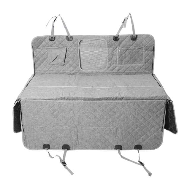 Funda de Asiento para Perros Única Bargains para el Asiento Trasero Impermeable Mat de Maletero para Mascotas con Aletas Laterales Antideslizantes Color Gris