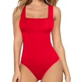 thumbnail image 1 of Xishao Body de manga larga sin mangas con cuello cuadrado para mujer, Rojo sin mangas., M Xishao ropa, 1 of 2