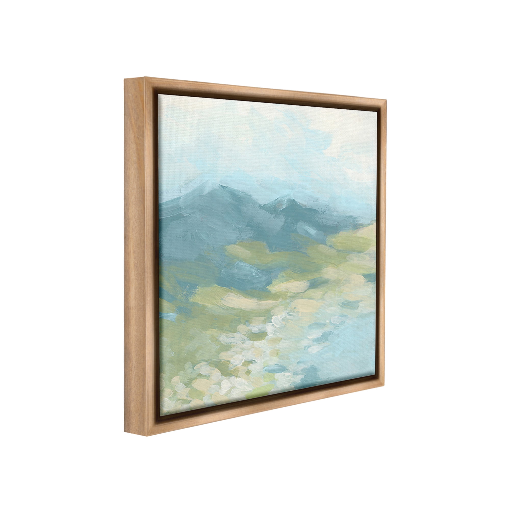 Stupell Industries Misty Mountain Valley Landscape Painting Brown Floater Framed Canvas Art Print Wall Art, 18 x 18