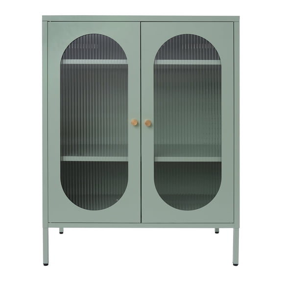 Sideboard Buffet Cabinet, 3 Tiers Coffee Bar Cabinet Kitchen Pantry Metal Accent Cabinets with 2 Doors and Shelf for Living Room Dining Room