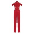 thumbnail image 1 of inlzdz Women's Rumba Latin Dance Rhinestones Sleeveless Tassel Jumpsuit Rompers Red M, 1 of 7