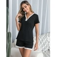 thumbnail image 7 of Purcoar Women's Pajamas Short Sleeve Pjs Sleepwear Lounge Sets Summer Casual Two Piece Outfits with Pockets Burgundy, 7 of 7