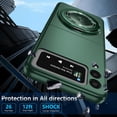 thumbnail image 4 of Magnetic Case for Samsung Galaxy Z Flip 3 Case with Kickstand & Ring Holder, [Compatible with MagSafe Charging] Slim Ultra PC Back Scratch-Resistant Military Grade Shockproof Case, Green, 4 of 14