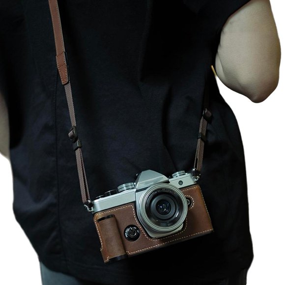Premium Leather Camera Half Case with Strap For Olympus OM-3 Camera Protective Case with Shoulder Bag Strap