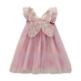 thumbnail image 1 of Hfolob Robes pour Filles Enfants Été Sans Manches Dos en Maille Robe Princesse Papillon Vêtements de Fête, 1 of 3