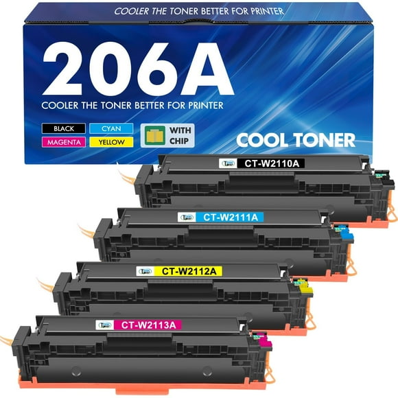 Paquete de 4 cartuchos de tóner Cool Toner 206A para HP Laserjet Pro
