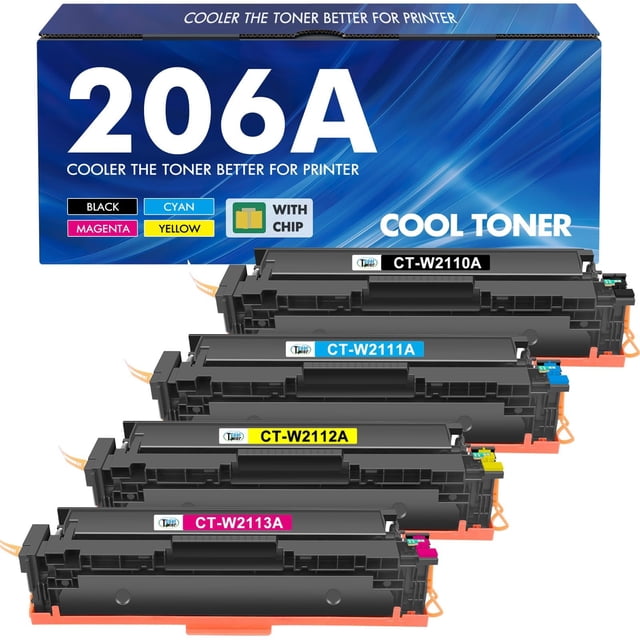 Paquete de 4 cartuchos de tóner Cool Toner 206A para HP Laserjet Pro