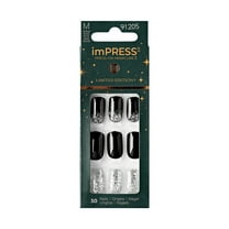 imPRESS Holiday Press-On Nails, Wishlist, Black, Medium Length, Square Shape, 30 Ct.