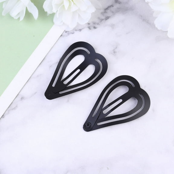 IBASETOY 50PCS Alloy Heart Snap Clips Black Hair Accessory for Travel Use