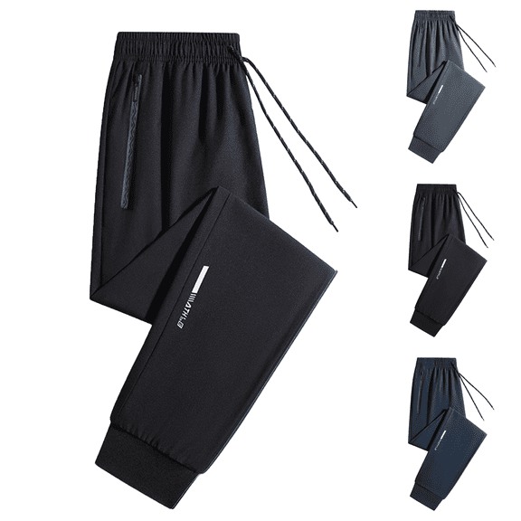 Liuinsasek Men's Casual Fashion SweatPants Drawstring Elastic Waist Ankle Binding Solid Color Pocket Crop pants